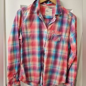 Colorful Plaid Button-Up Shirt